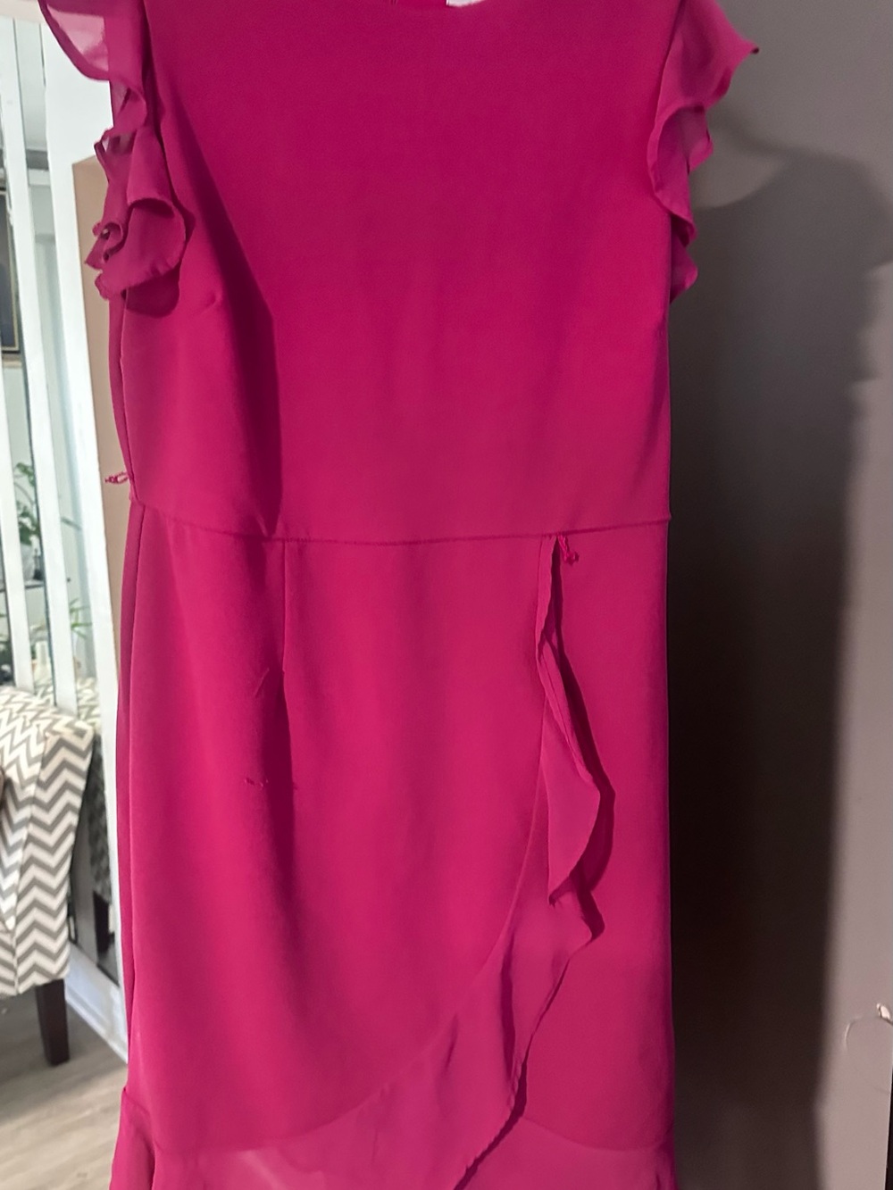 Shelby & Palmer Hot Pink Ruffle Midi Dress